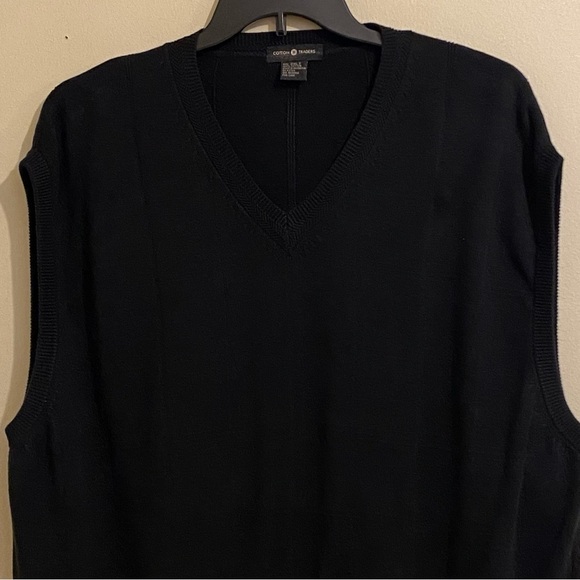 Cotton Traders Men’s 2XLT Sweater Vest Black Sleeveless Pullover V-Neck Vintage - Picture 2 of 8
